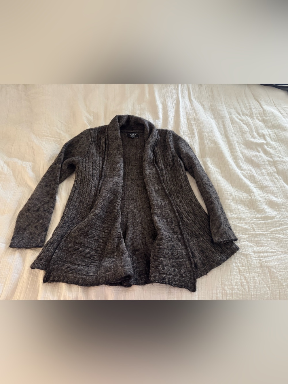Mary Firenze Made in Italy Open Front Wool Alpaca Blend Cardigan Sweater Size M
